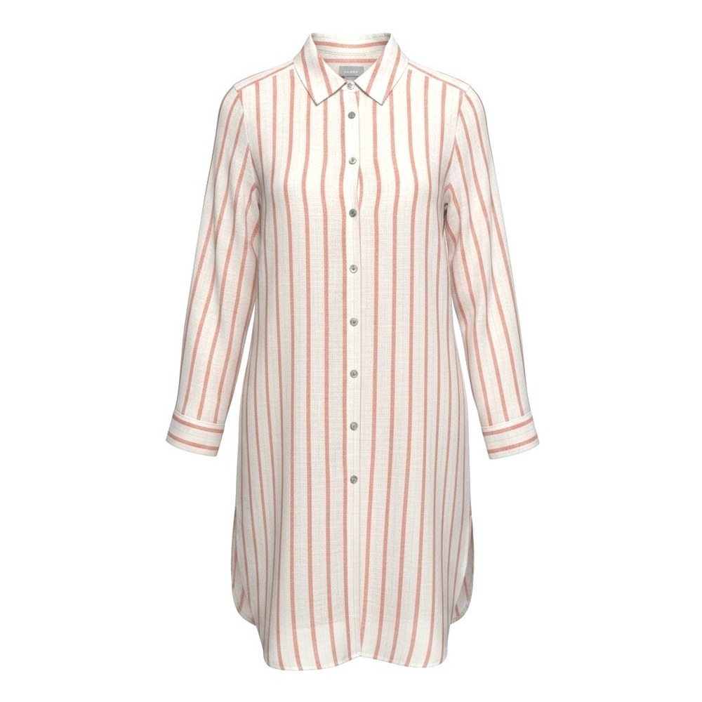 Chicos No Iron Linen Shirt Dress Size 1 (M/8) Button Up Striped Coastal Beachy